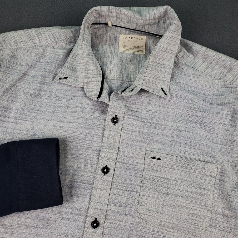 7 Diamonds Made Well Mens Button Down long Sleeve Shirt Casual XL